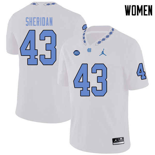 Jordan Brand Women #43 Hunter Sheridan North Carolina Tar Heels College Football Jerseys Sale-White
